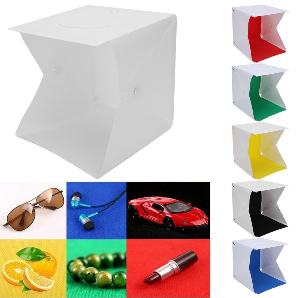 lilystudio.br Caixa de fotografia com luz suave de 20 CM, softbox portátil de iluminação dobrável com cenários de 6