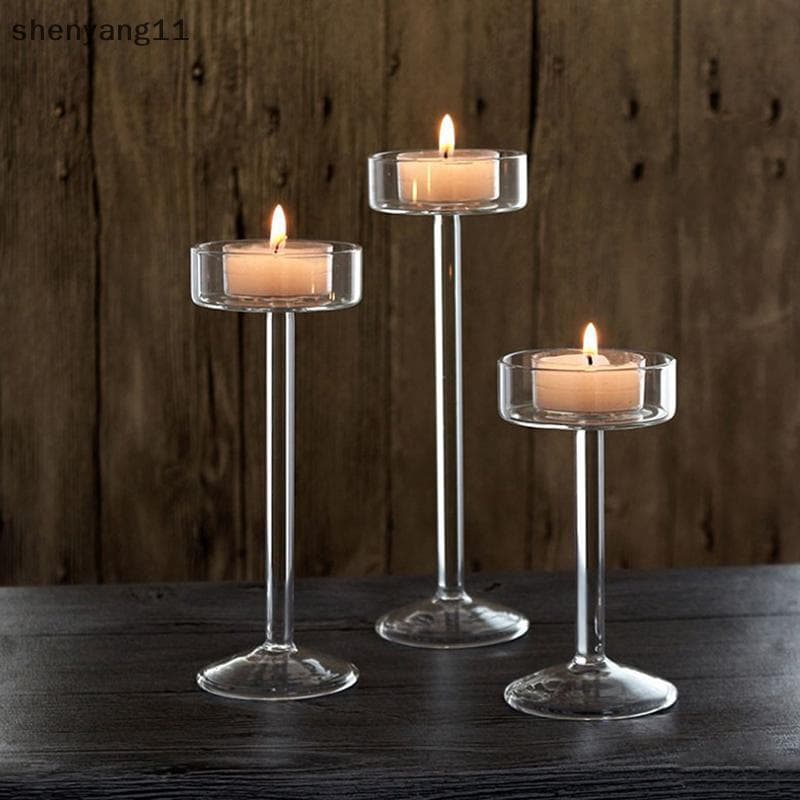 shen 1Pc Conjunto De Castiçais De Vidro Tealight Castiçal Decoração Para Casa Peças Centrais Da Mesa De Casamento Suport