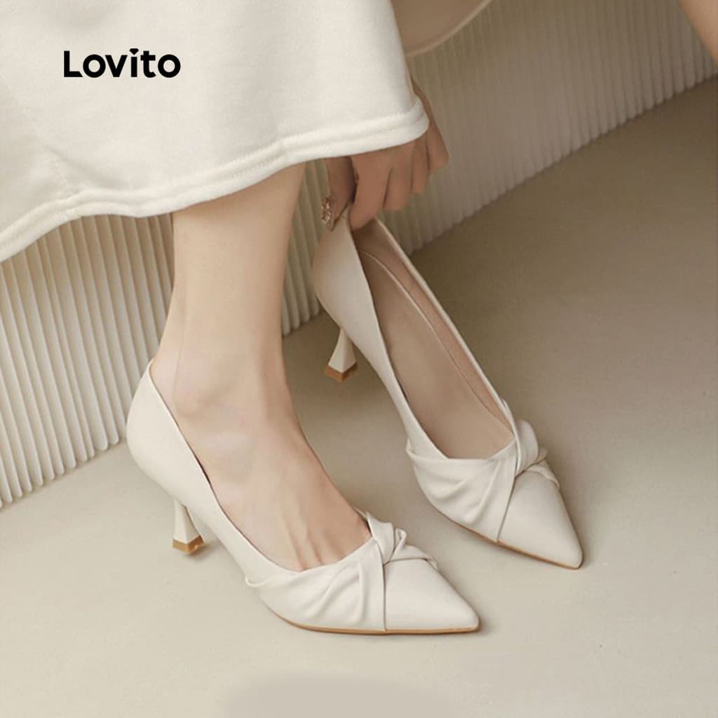 Lovito Sapatos De Salto Alto Elegantes Para O Escritório Com Um Toque Clássico E Versátil Para Todas As Estações Sapatos De Salto Alto Pretos Para Mulheres LFA86068