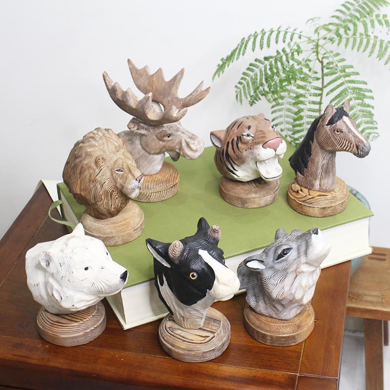 [Estoque pronto] Limpeza estilo estoque pintado à mão tigre leão formato Animal decoração criativa para casa escultura e