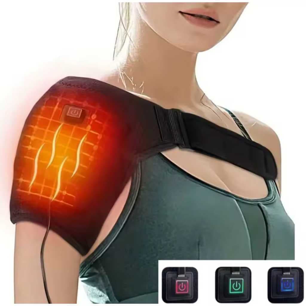 Almofada de massagem elétrica USB para o ombro AMR com 3 níveis de aquecimento, cinto de massagem para suporte de ombro,