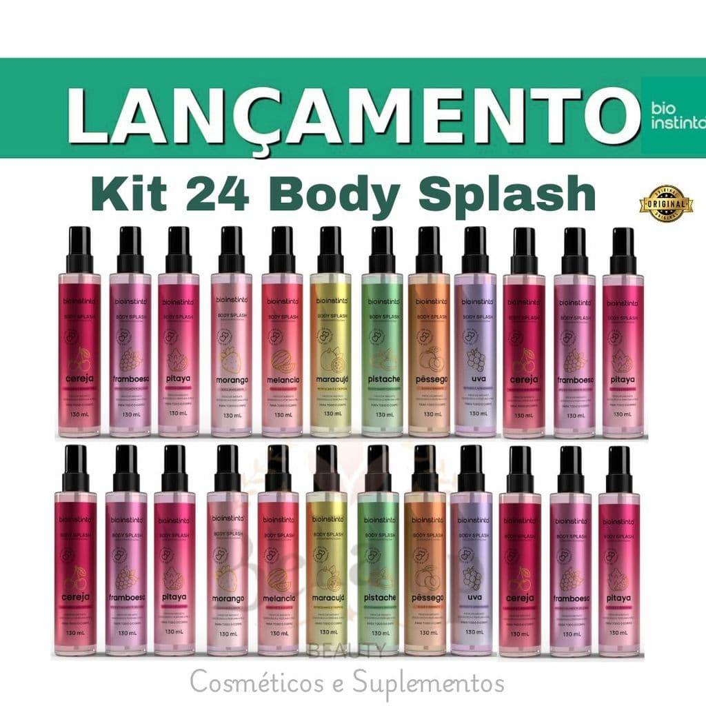 KIT24 BODY SPLASH EU AMO FRUTAS LANÇAMENTO BIO INSTINTO DESODORANTE COLONIA PERFUME CORPORAL REVENDA