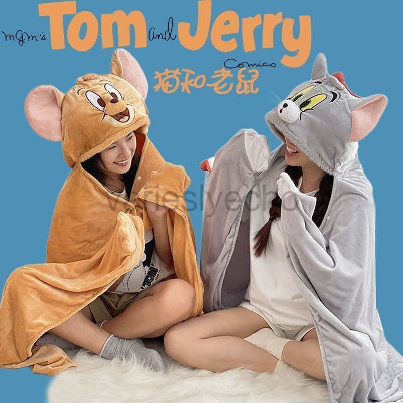 TOMJERRY Cobertor Com Capuz Vestível Para Mulheres E Homens , Capa Macia Quente Aconchegante De Flanela De Pelúcia De La