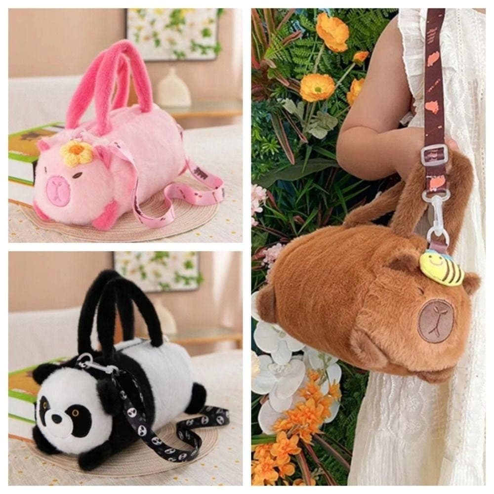 JUNYUE Panda Crossbody Bag , Bee Soft Capivara Bucket Estilo Coreano Flor Boneca De Pelúcia Bolsa De Ombro