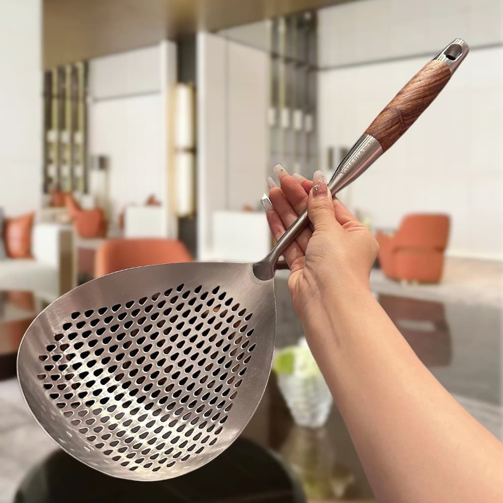 Escorredor grande de aço inoxidável 304 para uso doméstico na cozinha, adequado para retirar bolinhos, fritar, filtrar e