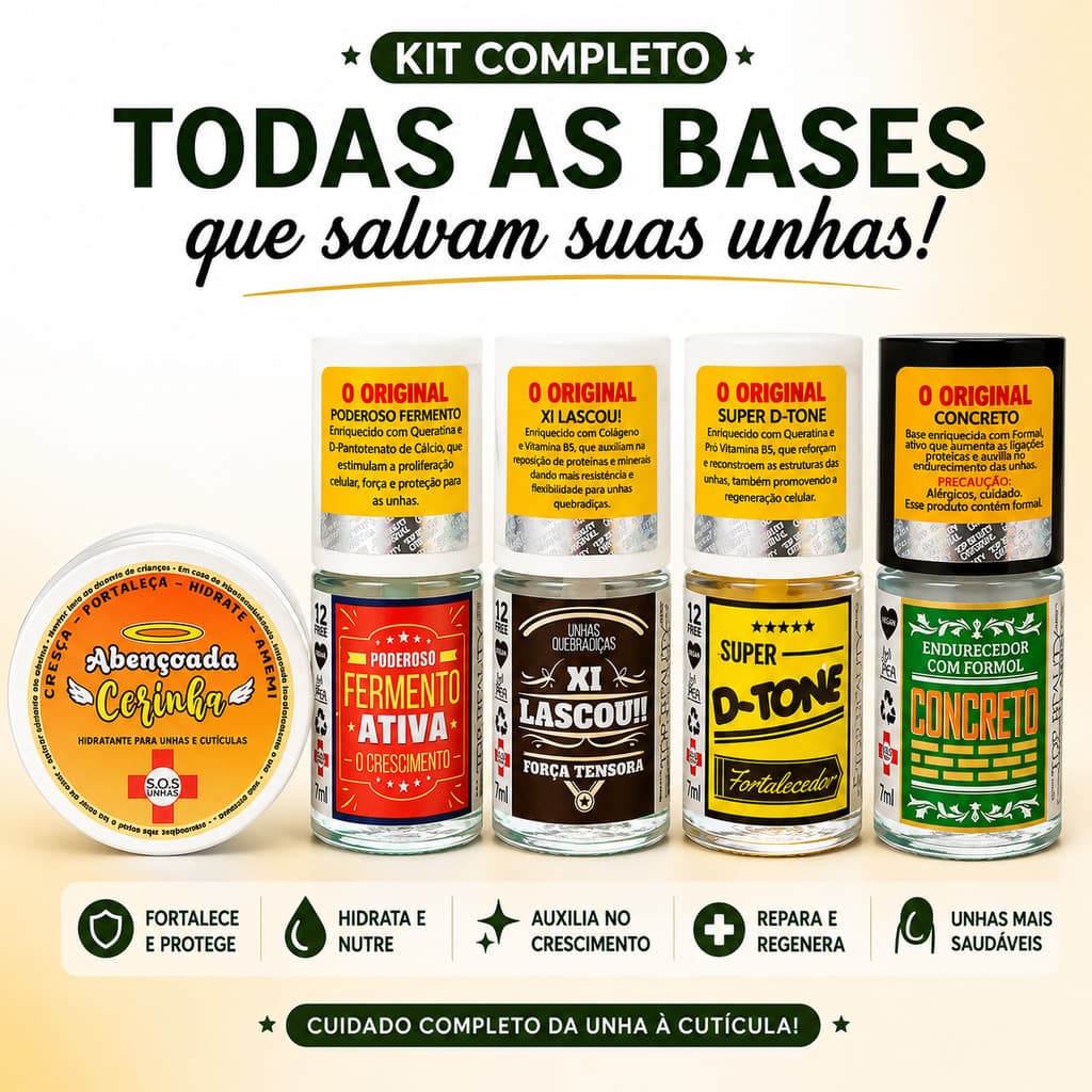 Base De Unha Kit Tratamentos Completo Para Fortalecer e Crescer As Unhas TopBeauty