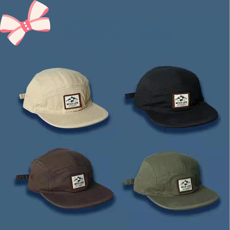 Chapéu Unissex Vintage de Algodão WILD LIFE em Cinco Peças UUXF