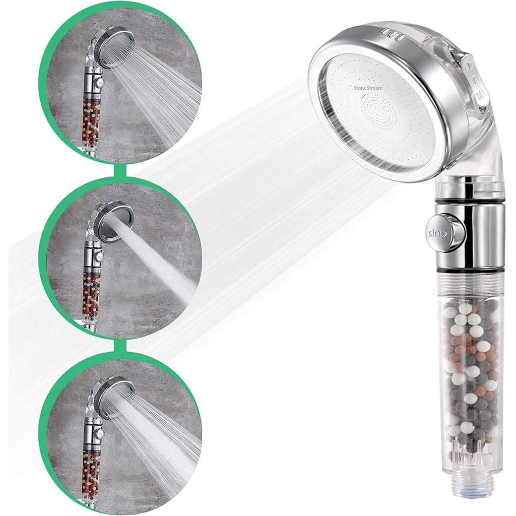Chuveiro com Filtro StoneStream Original, Chuveiro de Alta Pressão com Amaciador de Água Eco Power, com Interruptor Liga