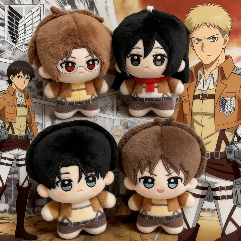 10cm Ataque Em Titã Eren Jaeger Figura De Pelúcia Chaveiros Acessórios Kawaii Anime Mikasa Ackerman Bonecas Mochila Ping