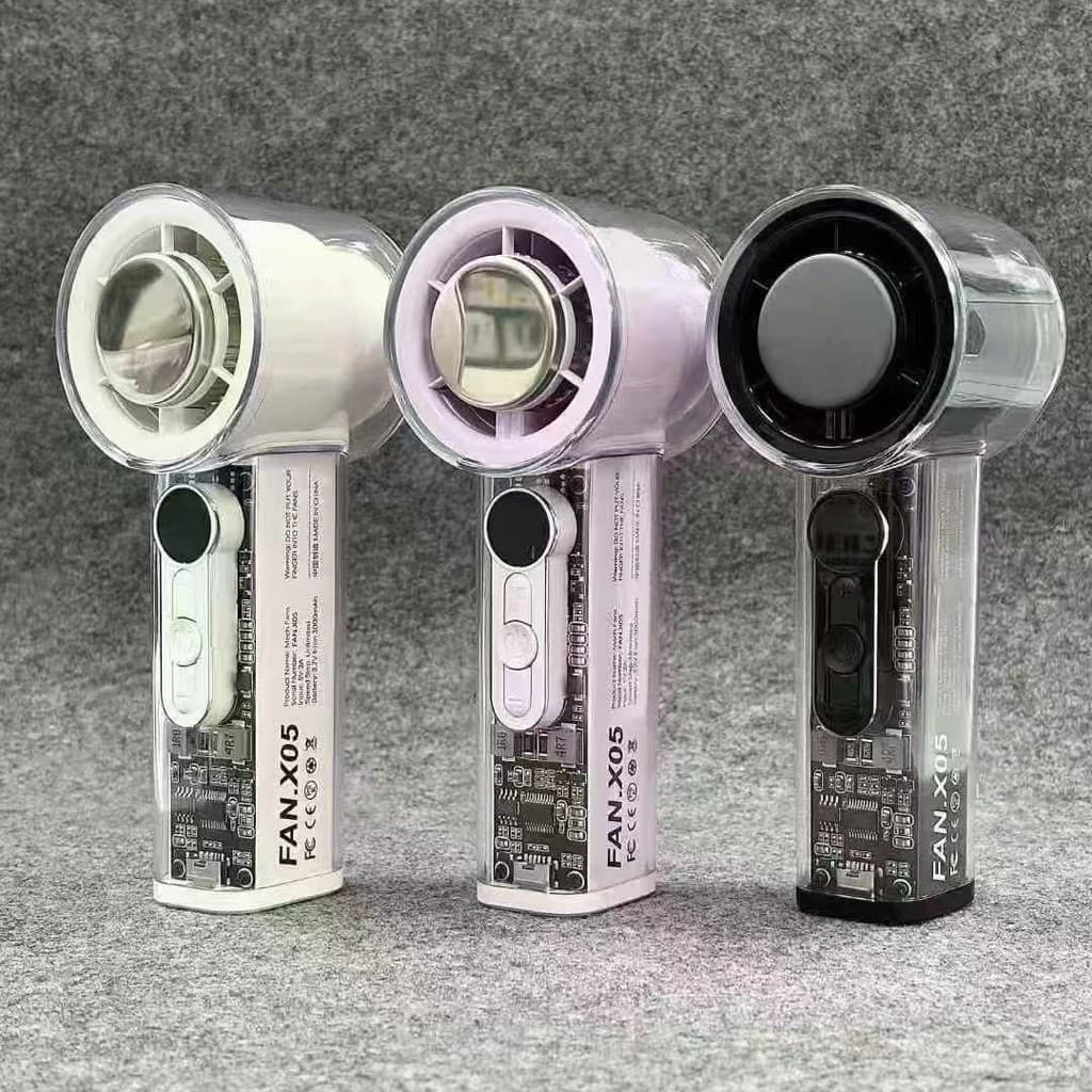 Ventilador Portátil Frio De Gelo Com Display Digital 100 Níveis De Velocidade Ao Ar Livre Sem Fio Mecanismo Transparente