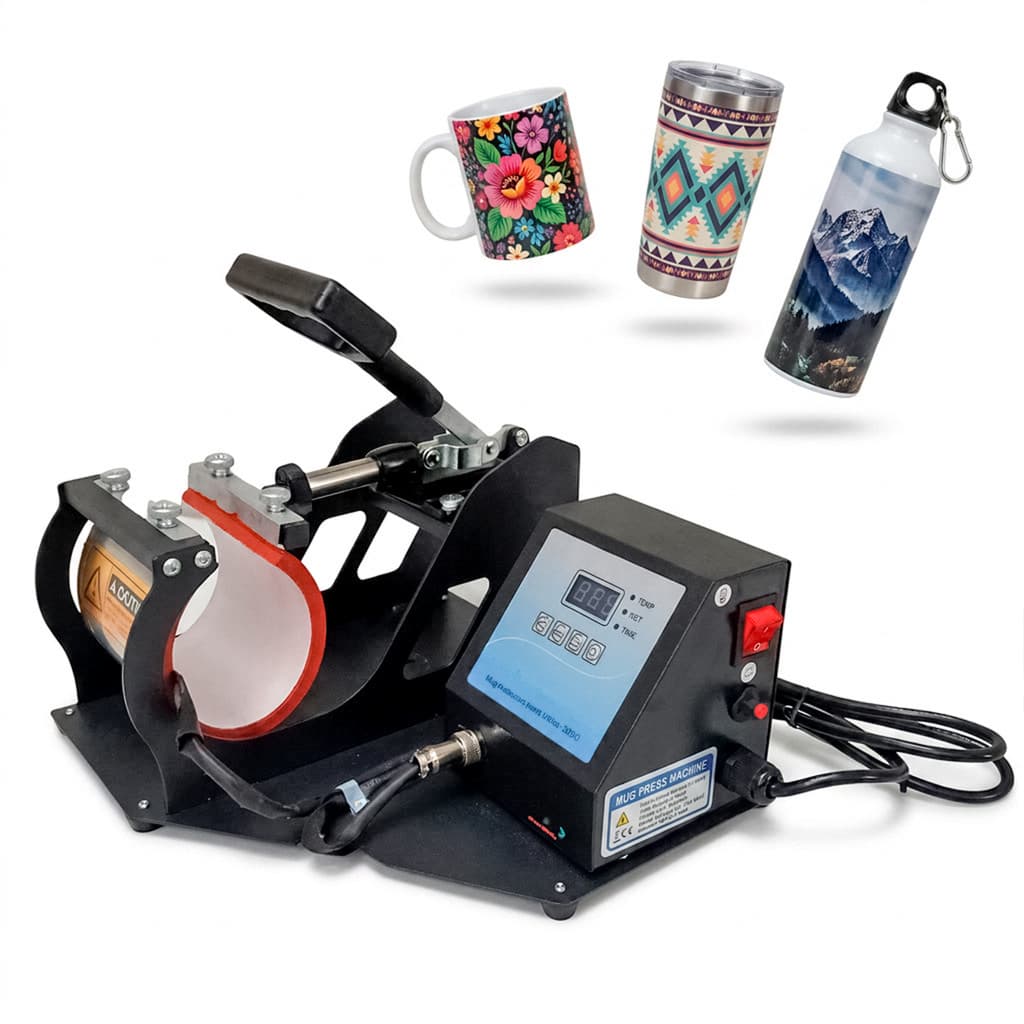 Prensa Térmica Sublimadora Digital 350W 220V para Caneca 11Oz Garrafa Squeeze de Mesa Profissional
