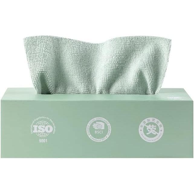 Panos de Limpeza de Microfibra, Toalhas de Limpeza Reutilizáveis em Caixa, Toalha Multiuso de Microfibra Sem Pelos, Verd