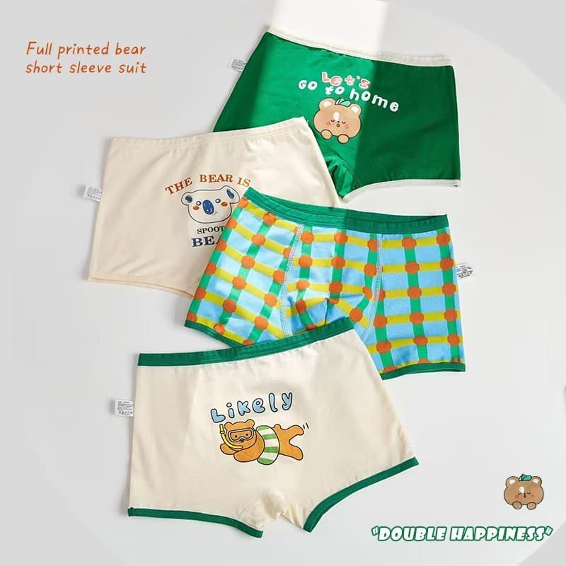Novo estilo de roupa íntima infantil/meninos meninas cuecas Boxer de algodão puro