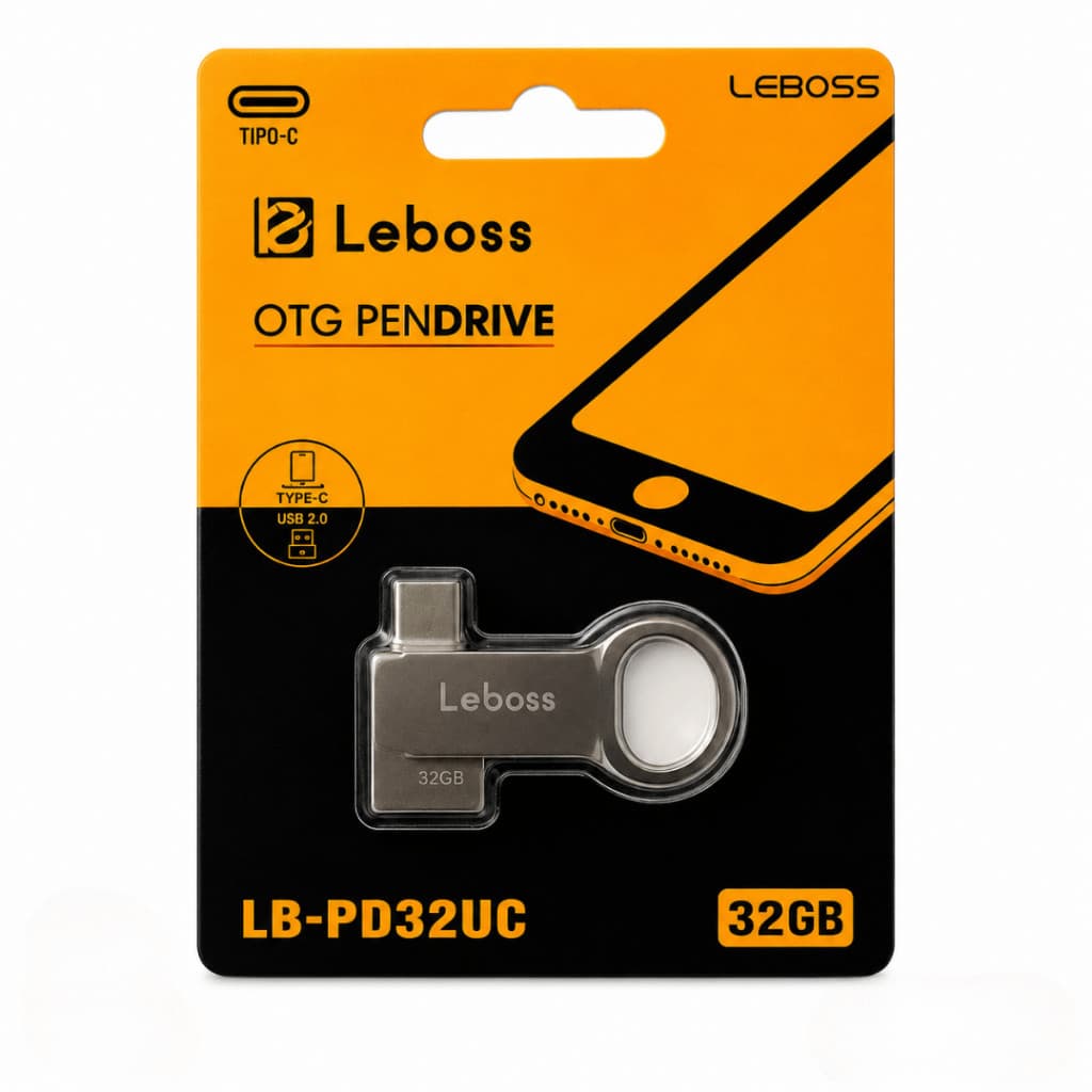 Pendrive 32gb Leboss Original 2 Em 1 Otc Dual Usb Tipo C Para PC Celular Tablet Games Músicas Carros
