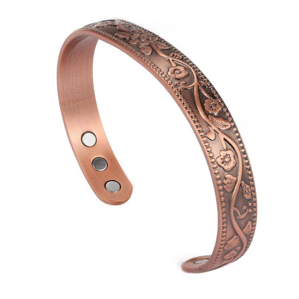 Pulseira de Cobre Unissex, Pulseira de Cobre Magnética, Força de 18 Vezes, Ímã de 3000 Gauss, Material de Cobre Sólido