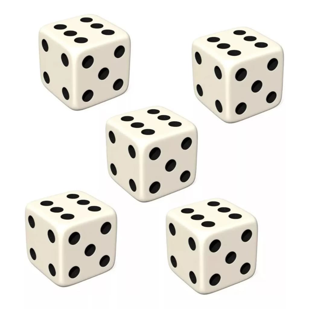 12 Dados Brancos Do Medio Profissional Clássico Tamanho 16mm