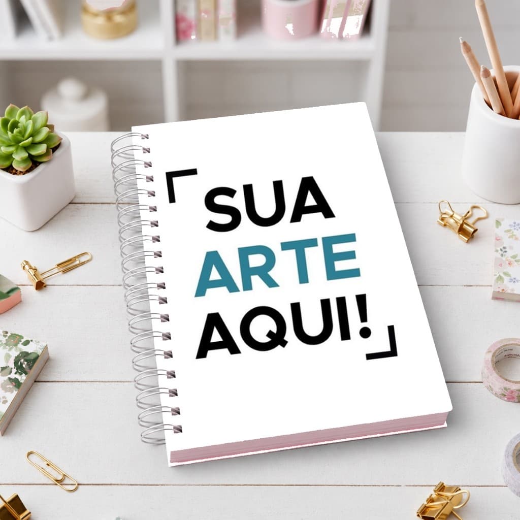 Caderno A5 Personalizado 100 Folhas – Envie Sua Imagem para a Capa - Capa Dura