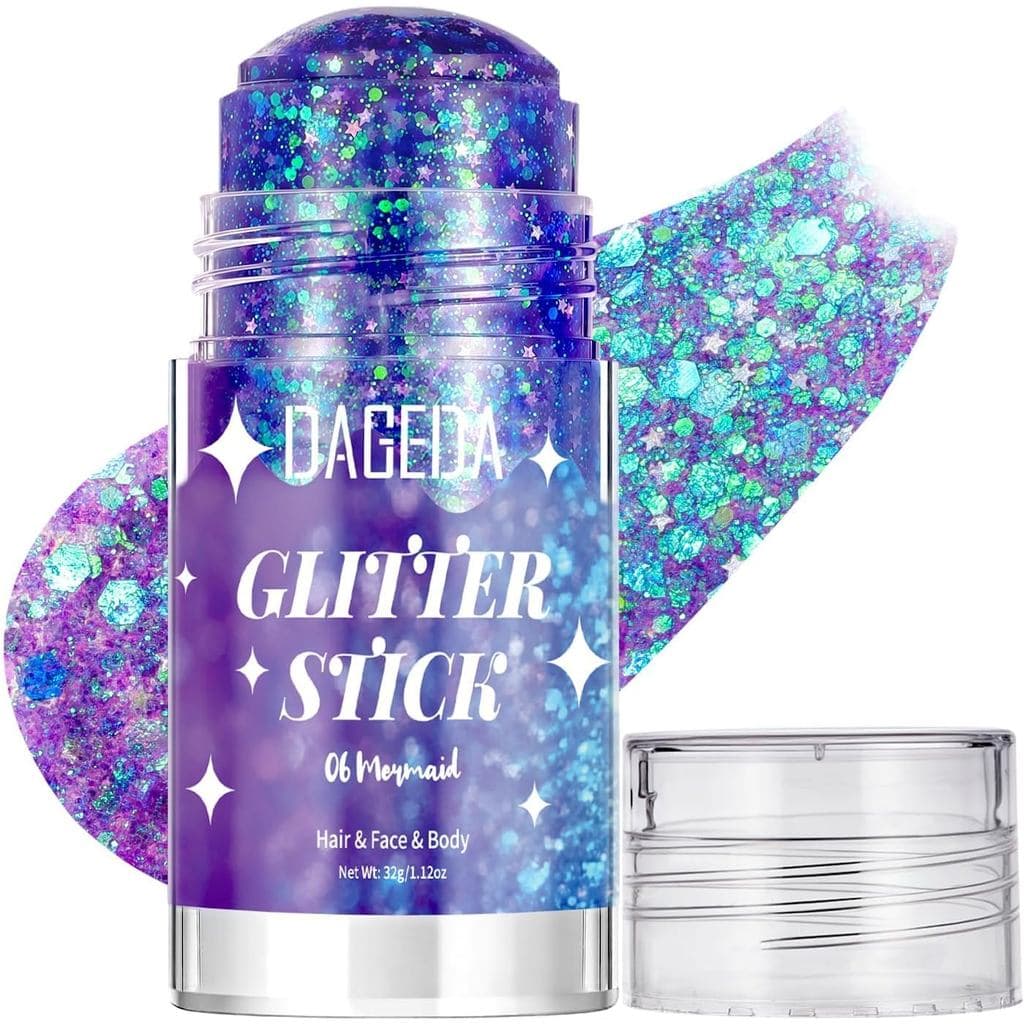Prreal Mermaid Body Glitter Stick, produto de maquiagem com glitter brilhante para cabelo e rosto, adequado para acessór