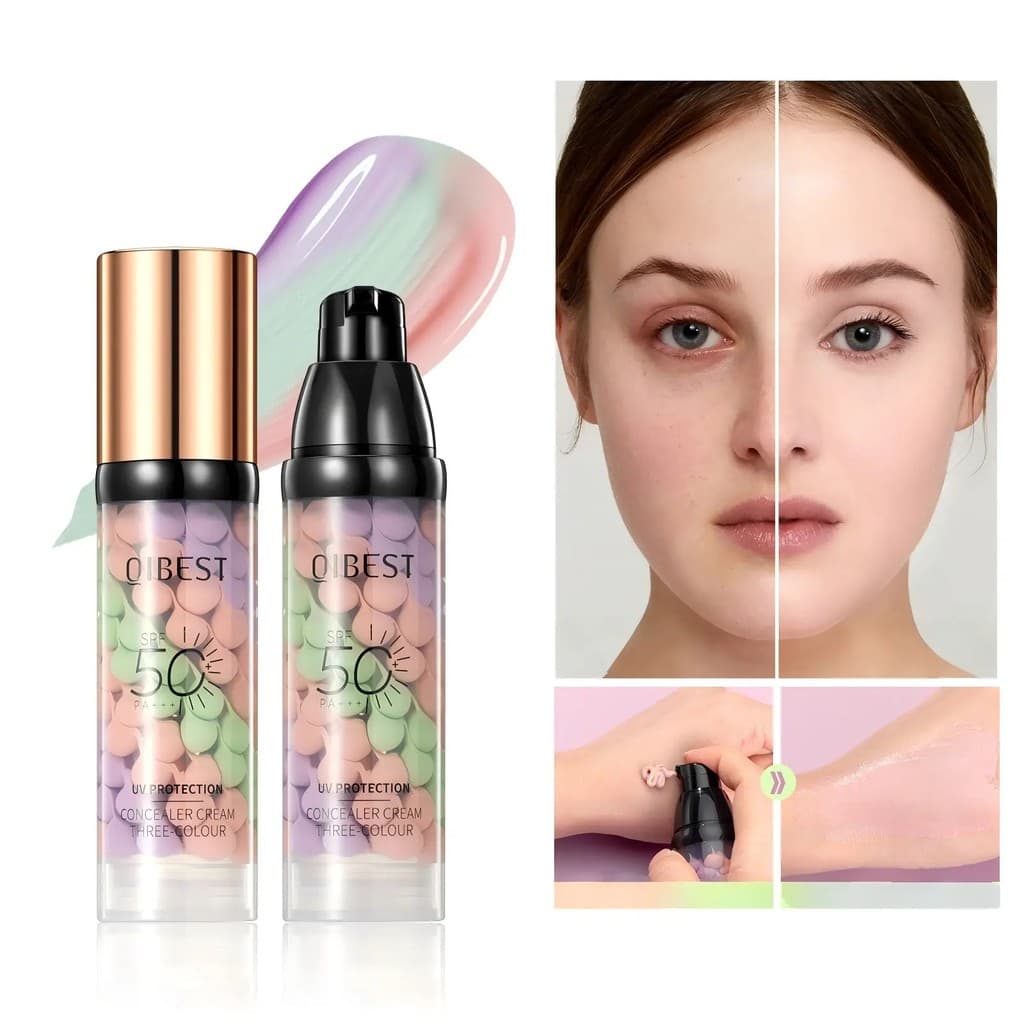 Isolamento Protetor De Três Cores Com Cobertura Spf50 , Iluminador E Controle De Óleo Hidratante Para Correção , Base De