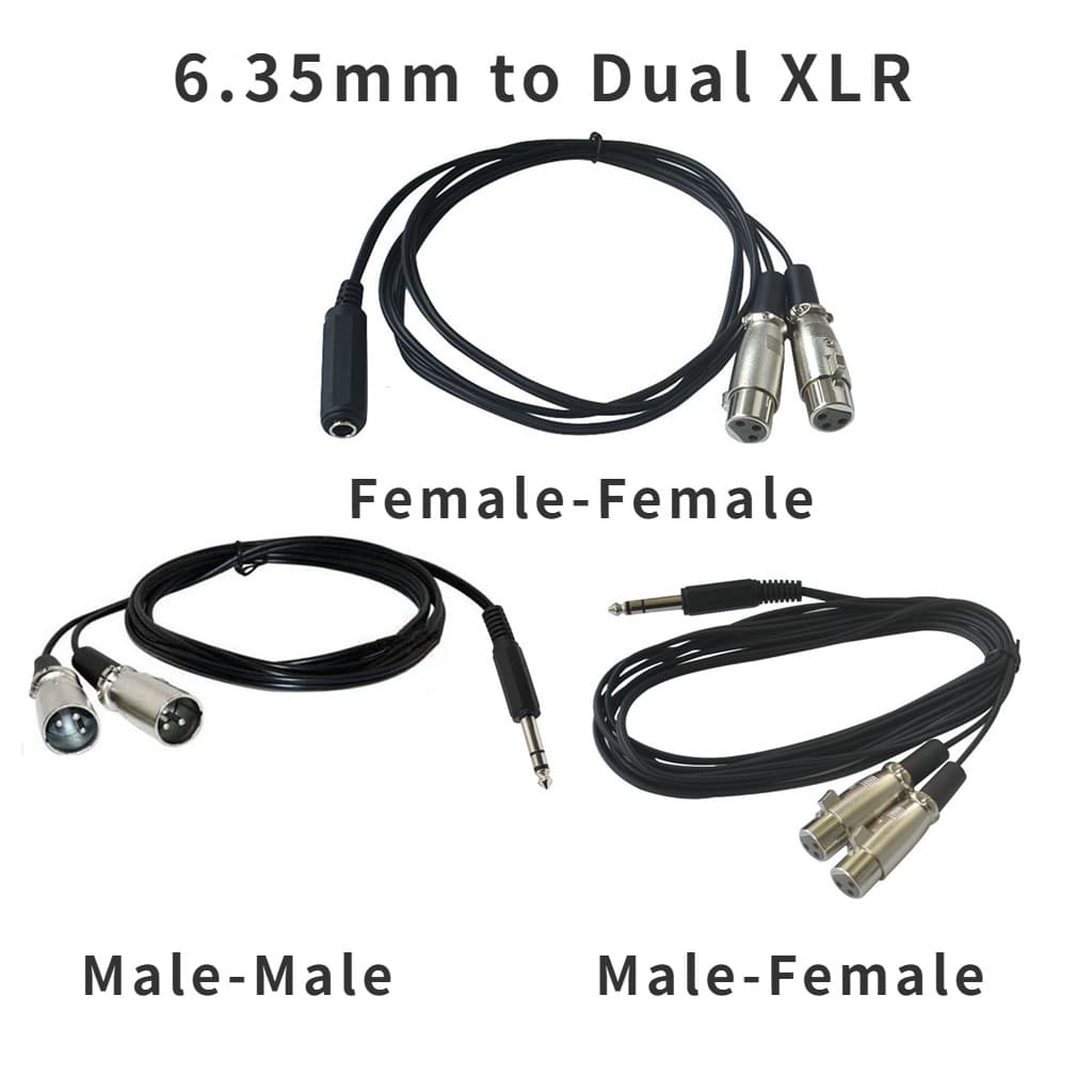 Cabo de áudio de equilíbrio estéreo XLR duplo de 6.3 mm para 0.3 / 1.5 / 3 m | TRS para Dual XLR Fêmea para Macho Macho