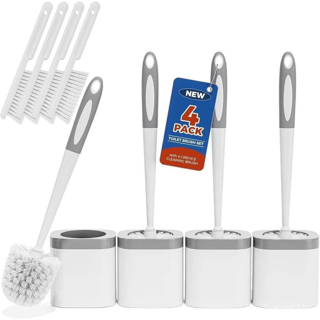 Escova Sanitária, Conjunto de 4 Escovas Sanitárias com Suporte, Acessórios para Banheiro, Escova para Vaso Sanitário com