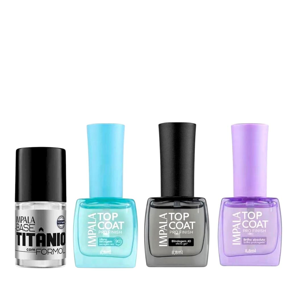 Kit 1 Base Titânio + 3 Top Coat Impala  - Lançamento