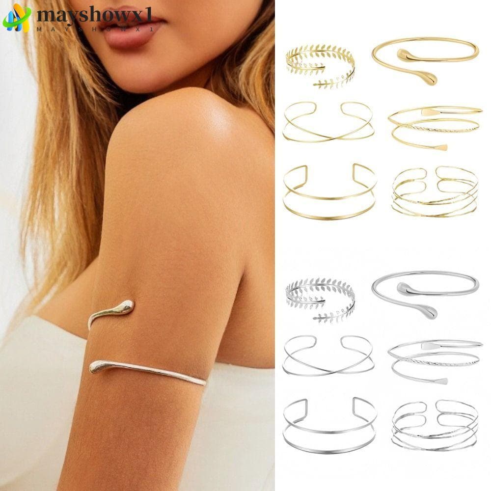 MAYSHOWX1 4/6pcs Pulseira De Punho , Braço Geométrico Torcido Empilhável Joias Superior