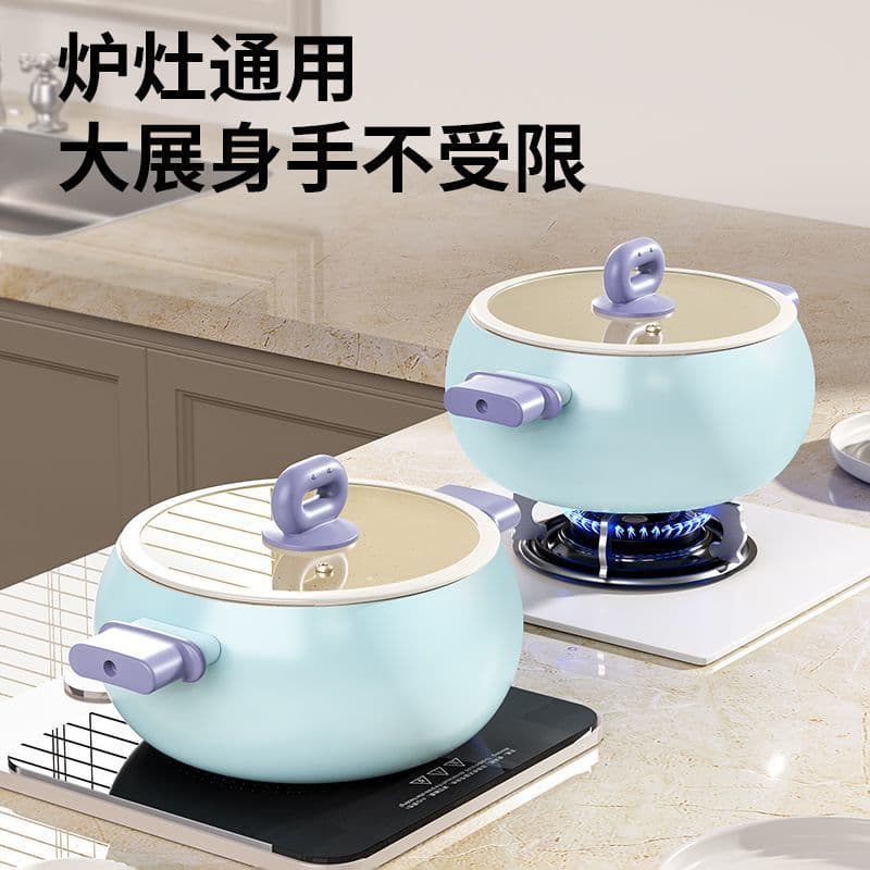 [Novo produto] Panela de esmalte de cerâmica Panela de sopa de barriga antiaderente com flúor Panela de guisado d
