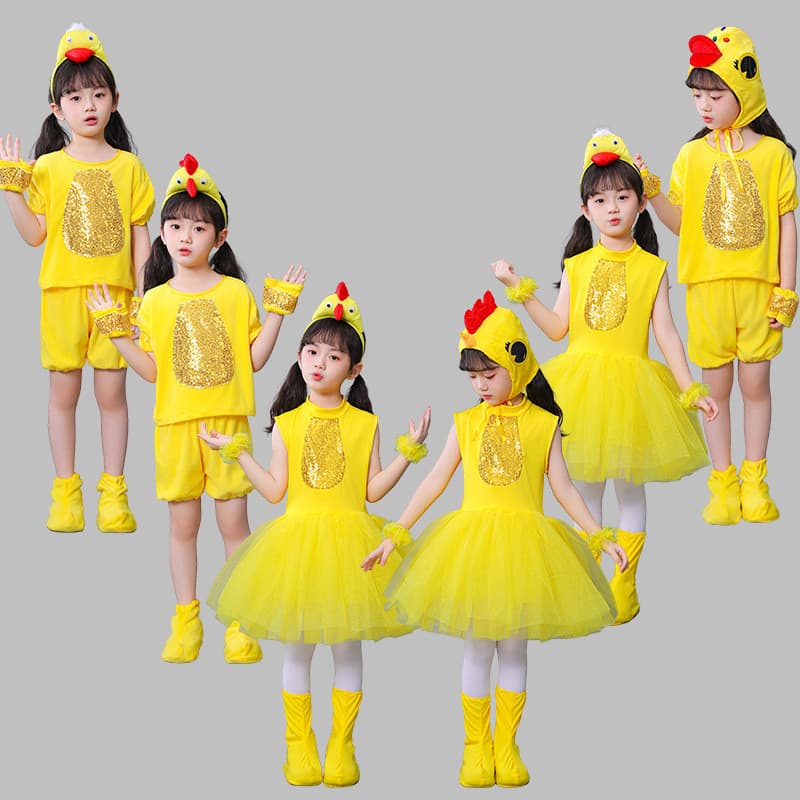 Crianças pequeno pato pintinho traje Animal criança pintainho pequeno pato amarelo dança traje ganso branco