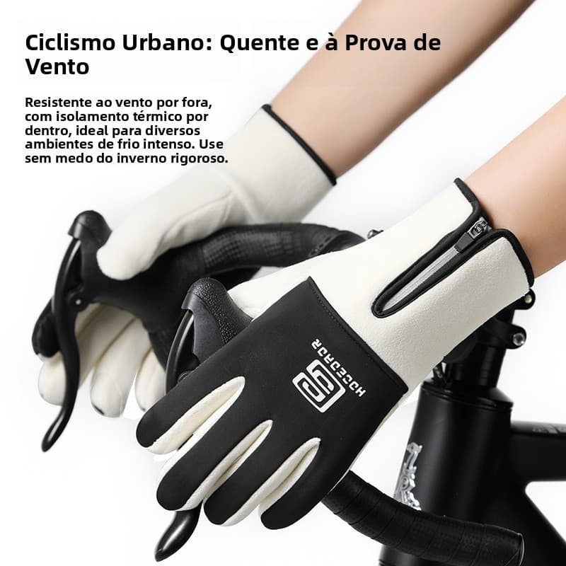 Luvas quentes para homens, para ciclismo ao ar livre, luvas de esqui esportivas forradas com fleece para o inverno, comp