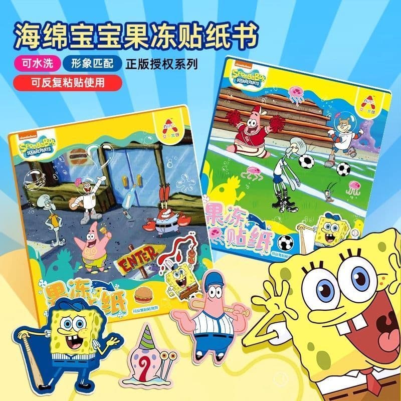 Bob Esponja Calça Quadrada Crianças Jelly Adesivos Adesivos Livro Adesivos Brinquedos de Jardim de Infância Torta Daxing