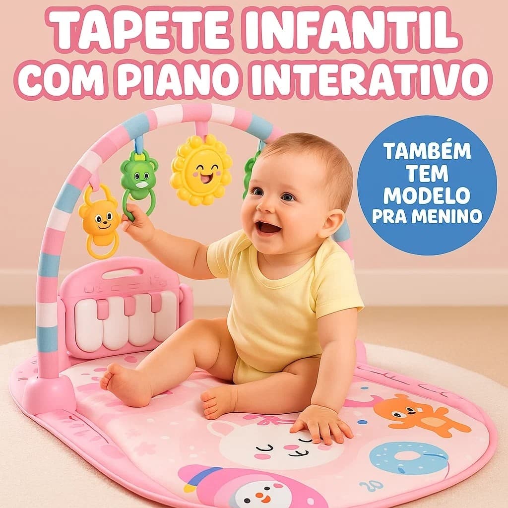 Tapete Piano Musical Infantil Rosa Interativo Educativo Desenvolvimento Cognitivo Brincar
