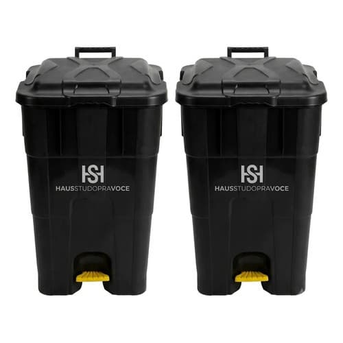 Par Cesto De Lixo 60l Gari Com Pedal Hospitalar Escritorio Preto