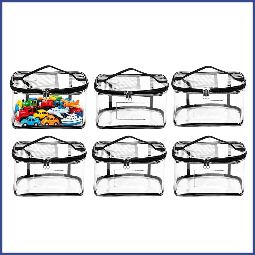 Sacos Organizadores De Brinquedos , 6 Peças , Suporte De Blocos Transparentes Com Etiqueta E Bolso , De Armazenamento À
