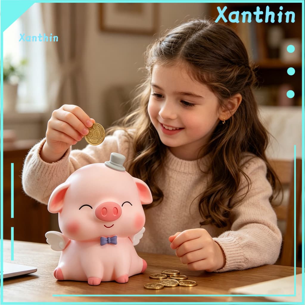 Coin Cash Holder Large Capacity Piggy Bank Cartoon Pig Vinyl Shatterproof Kids Storage Cute Money Saving Box for Boys Gi
