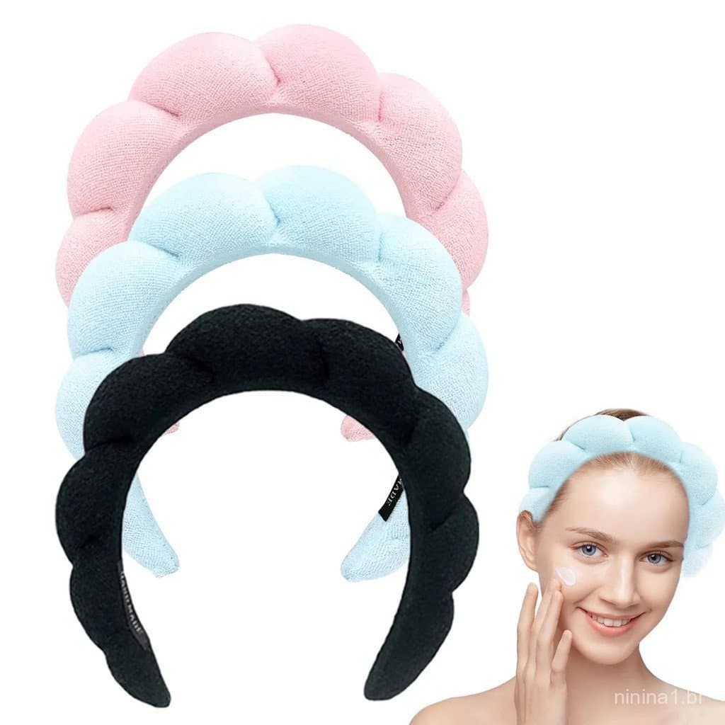 Tiara de Cabelo Elástica de Esponja Espessada/Maquiagem e Lavagem Facial/Feminino/Infantil/Design de Nuvem Elegante