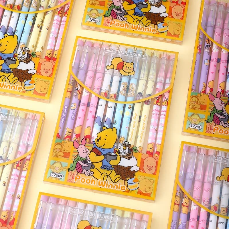 12pcs \ Box Cute Bear Gel Caneta De Urso Apagável Azul Refil Kids Stationery Gift