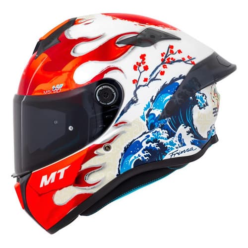 Capacete Moto Mt Targo S Yamanaka Japan A5 Vermelho Branco Brilho