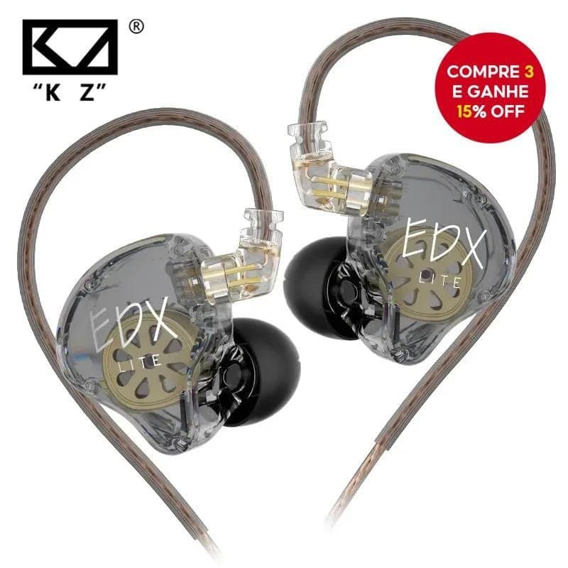 KZ EDX Lite Fones de Ouvido Dinâmicos Intra-Auriculares Monitor de Fone de Ouvido Esportivo Fone de Ouvido com