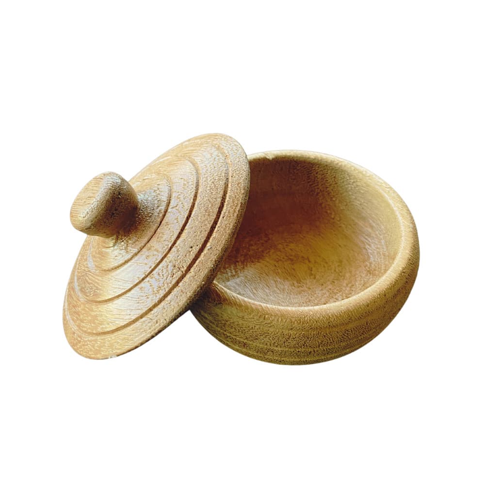 Porta Temperos de Madeira Natural com Tampa 10x7cm