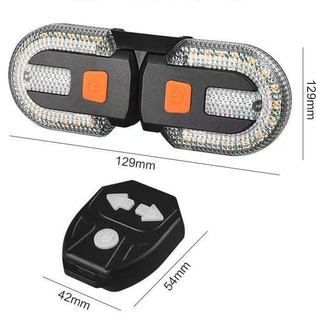 Lanterna Traseira Bike Eletrica com Seta Recarregável e  Controle Sem fio USB 38 Leds