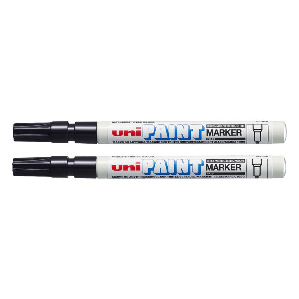 Kit Caneta Marcador Permanente Uni Paint Marker PX-21 Preta 2 Unidades