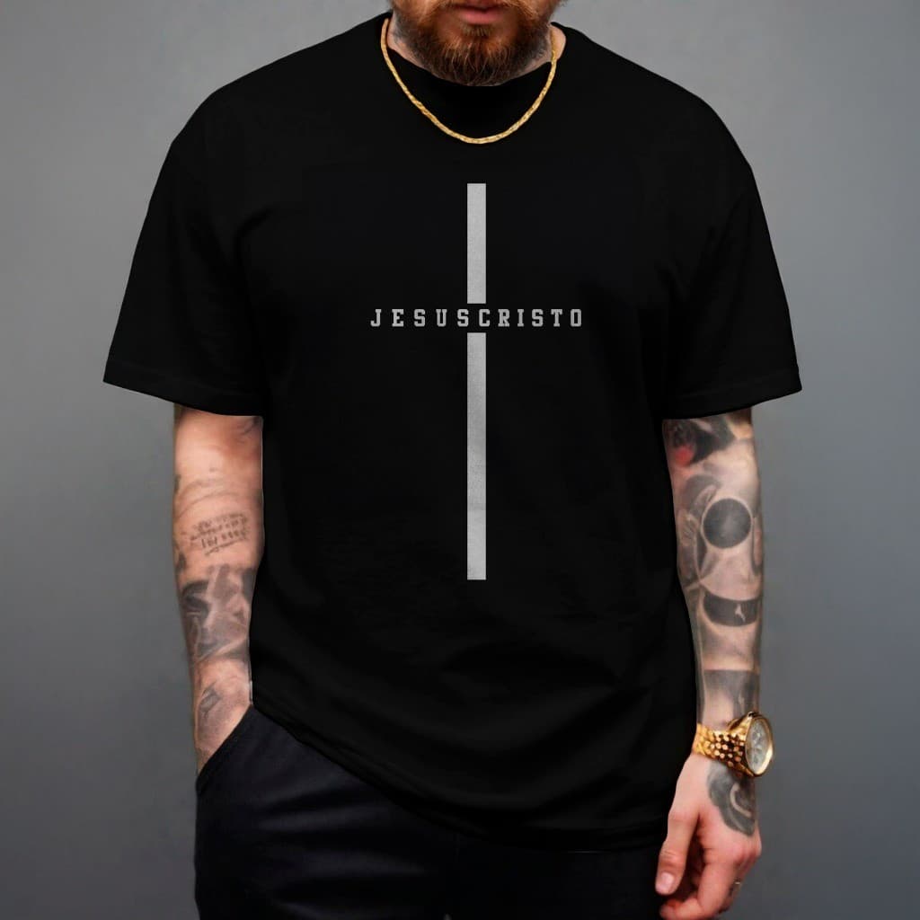 Camiseta Masculina Cruz de Cristo Moda Evangélica 100% Algodão