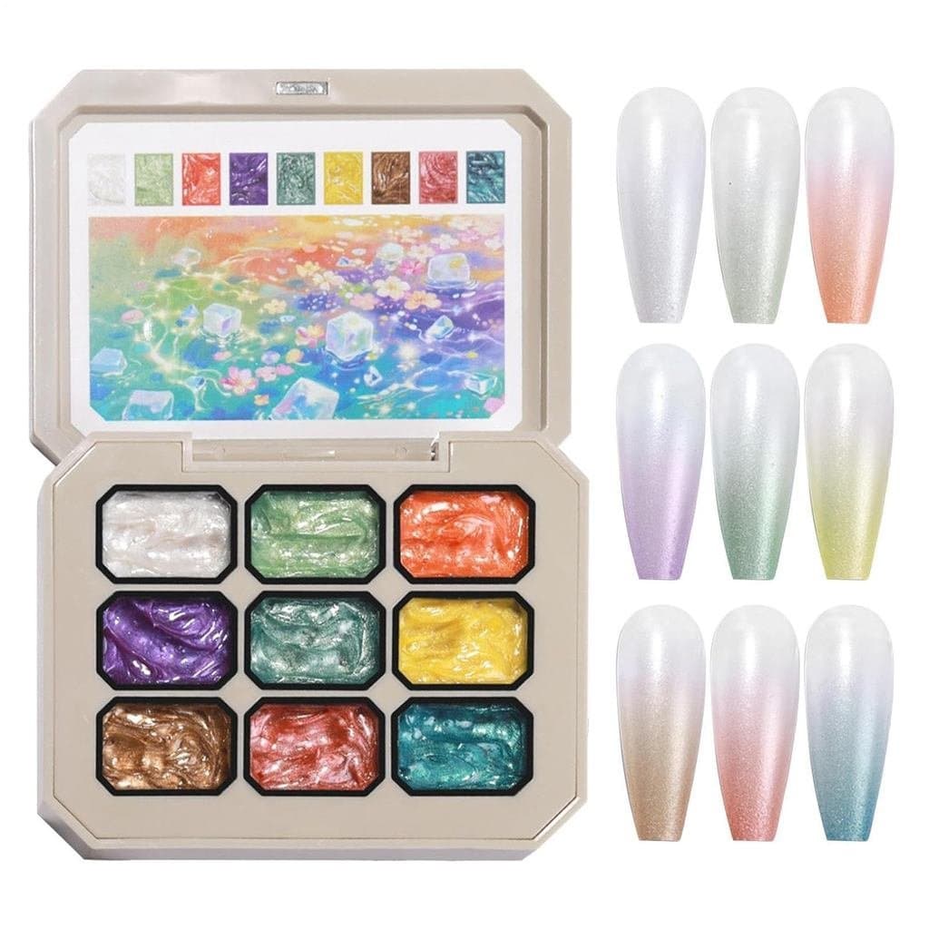 Gel de Pintura Patting, Gel de Pintura em Degradê de 9 Cores, Paleta de Pintura com Esponja para Unhas, Esmalte Ombre, A