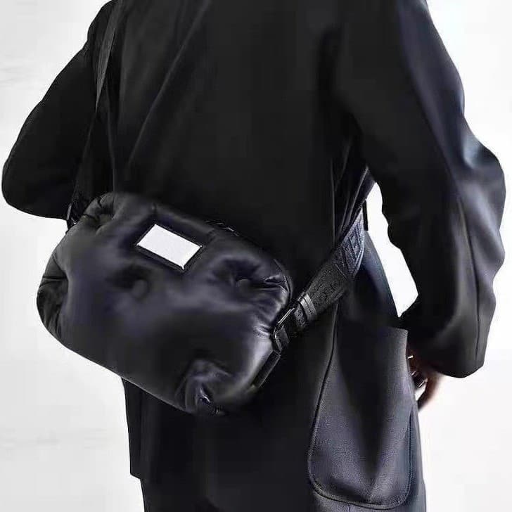 Bolsa de tecido de algodão de couro unissex Cordeiro m com almofada em formato de nuvem