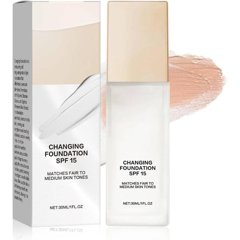 Base de Maquiagem com Mudança de Cor RiseLuus SPF15, uma base inteligente que muda de cor, adequada para pele madura.