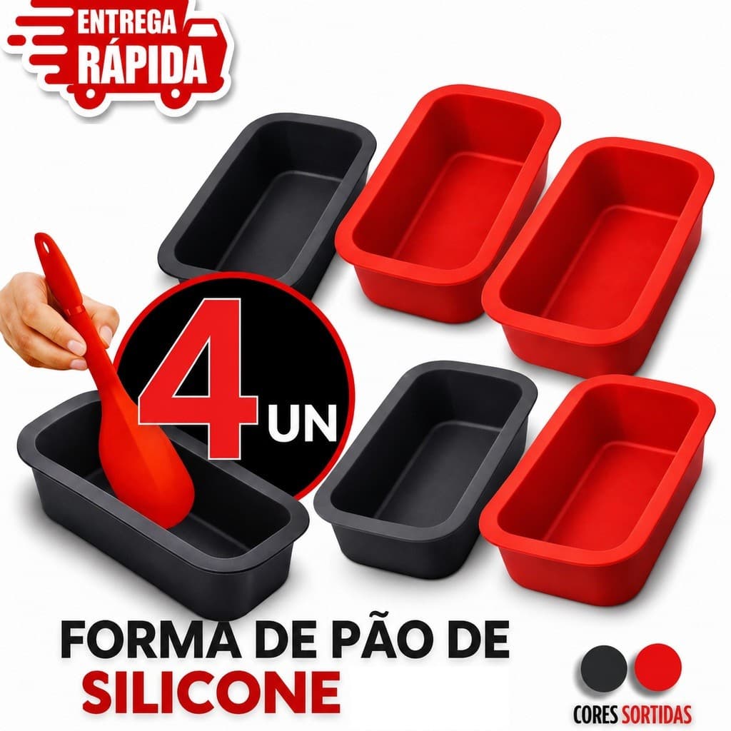Combo Formas De Pão Bolo Inglês Assadeira Retangular Silicone Antiaderente Utensílios Cozinha Forma