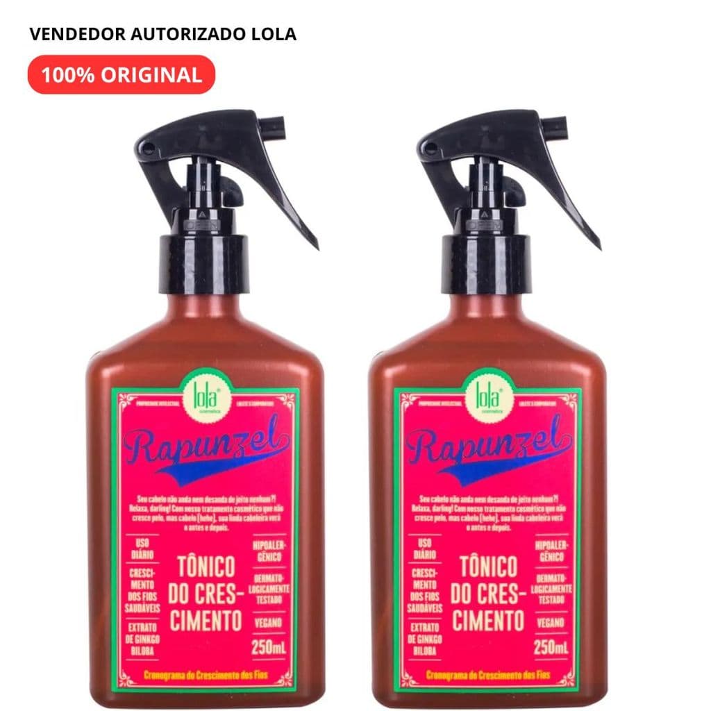 Kit 2 Tônicos Rapunzel Lola Cosmetics 250ml – Crescimento Acelerado e Fios Mais Fortes