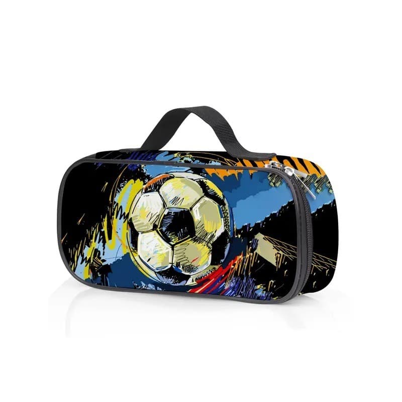 Estojo de futebol de grande capacidade, design simples para alunos do ensino fundamental e médio, bolsa de material esco