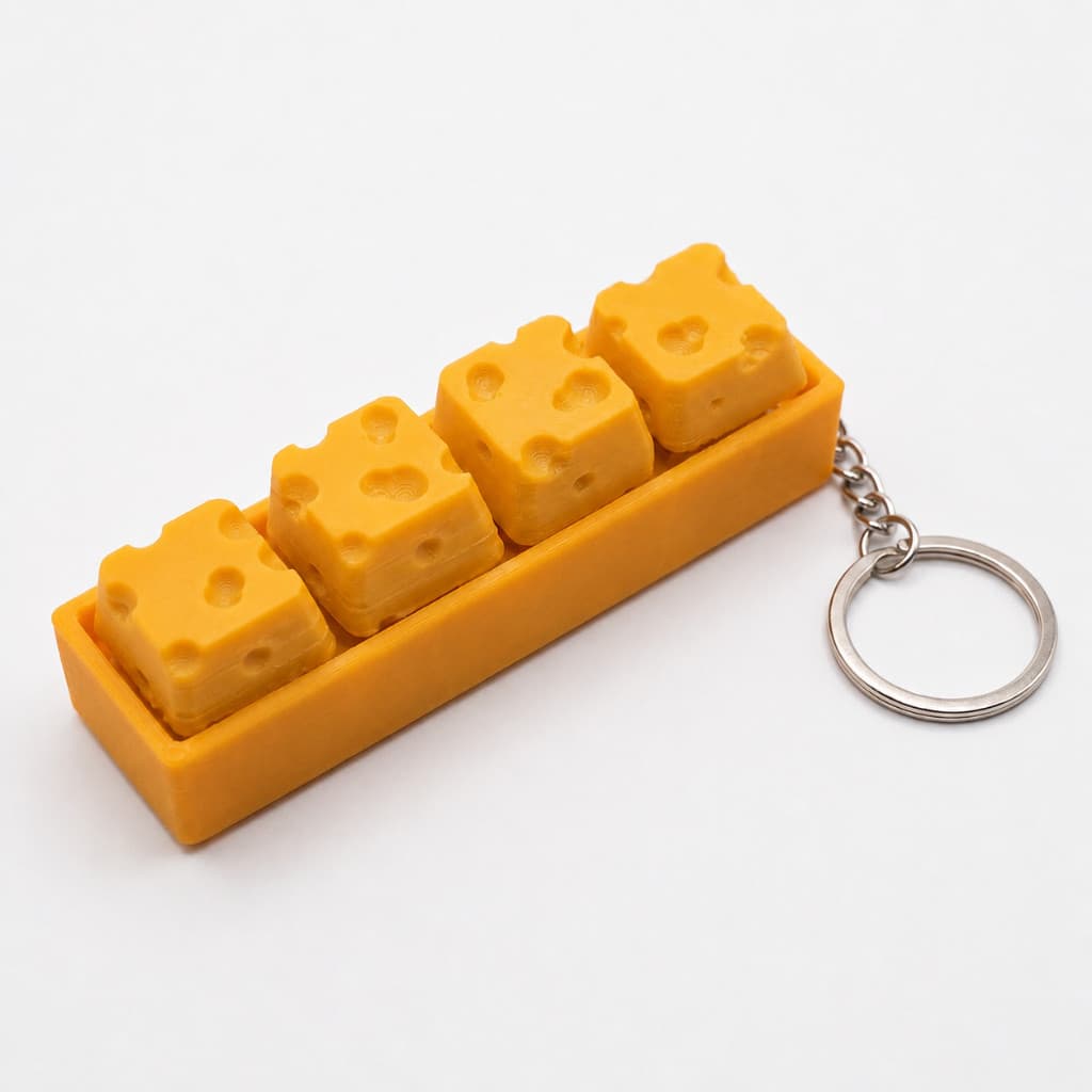 Chaveiro Anti-Stress Formato de Queijo Premium | Click Tátil e Relaxante